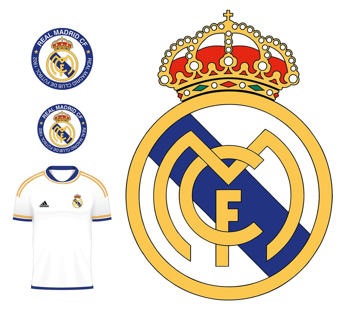 Real Madrid Football Club Logo Replica Sticker, 16 Sticker, for Cars, Laptop, Mobile Phone, Playstation, Motorcycle, Luggage, Skateboard, Wall