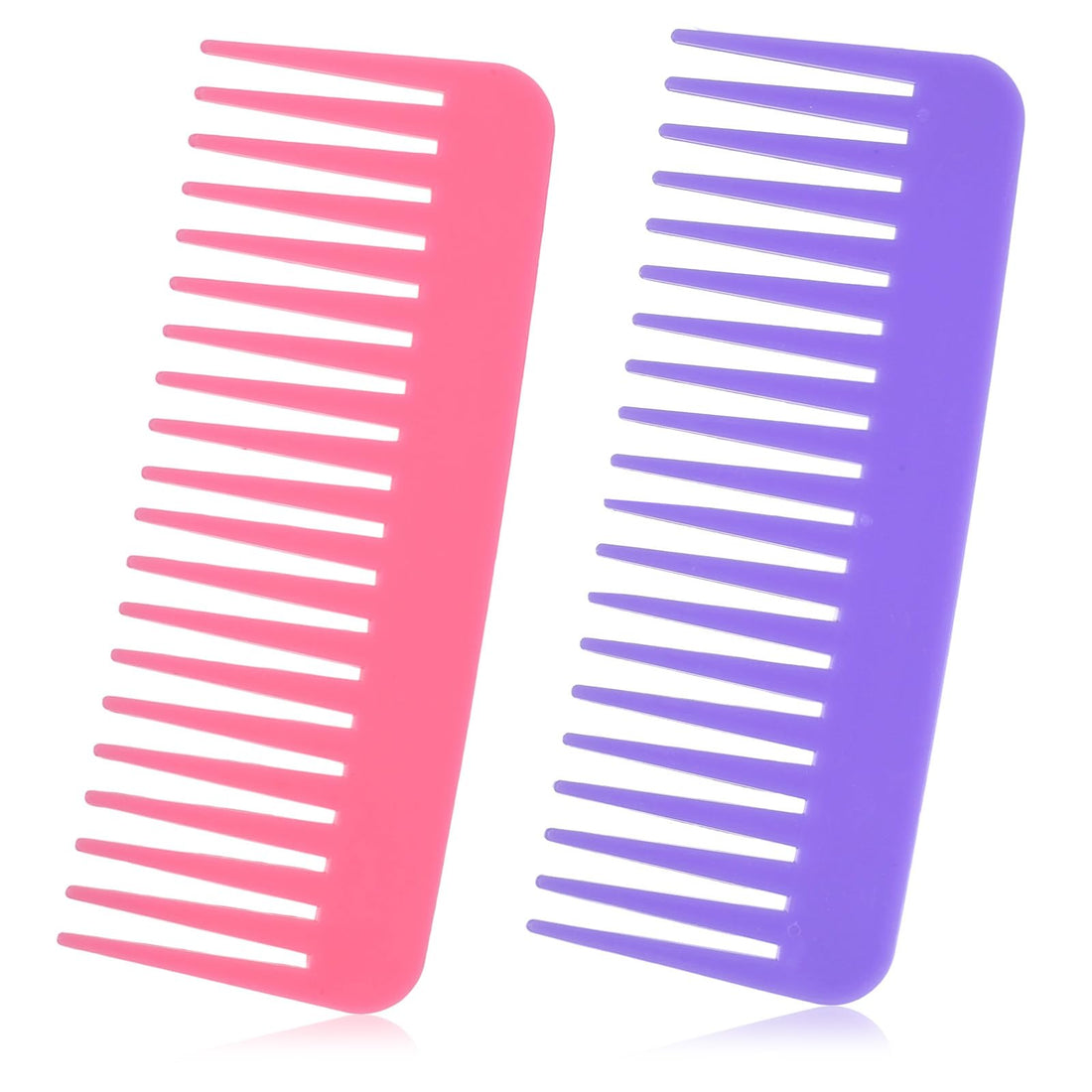 2 PCS Wide Tooth and Large Detangling Comb Set, No Handle Styling Hair Detangling Comb Portable Travel Wide Tooth Combs for Long, Curly, Wet & Dry Hair (Pink, Purple)