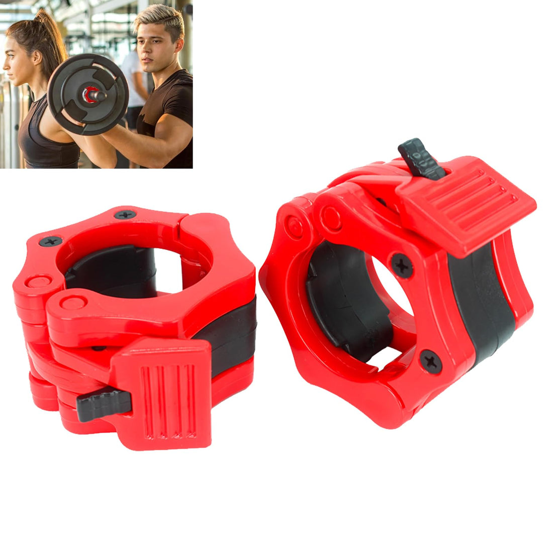 KOAHDE Blockers for Barbells, Dumbbell Holders, Weightlifting Clips, Clips for Dumbbell Collars, Barbell Clips, Barbell Clamps for Bars, Red