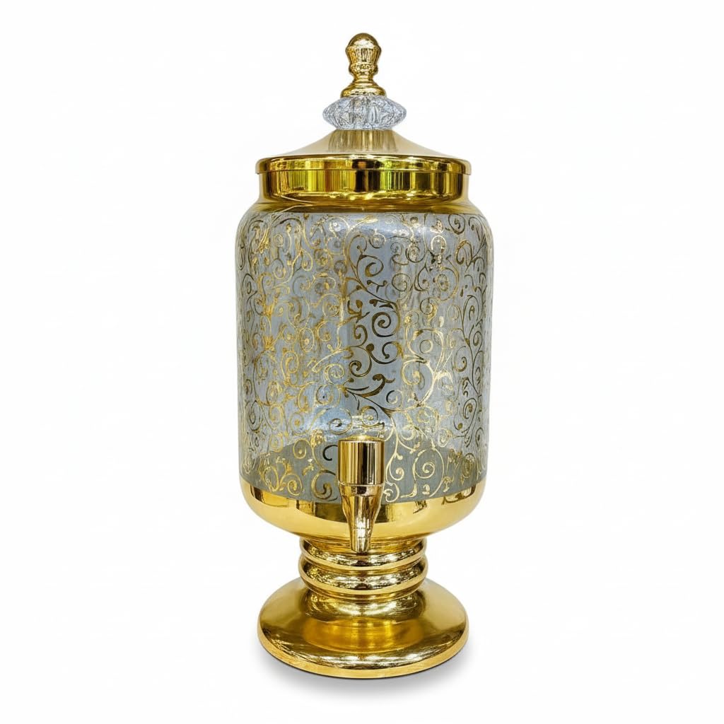 Home Care GG-1811 Tall Gold-Accented Glass Juice Dispenser, Glass, Kitchen,Home Use
