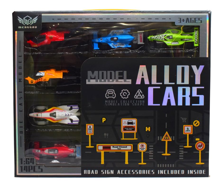 Meeggo Race Cars Toy Set For Kids, 6 Pieces - Multicolor