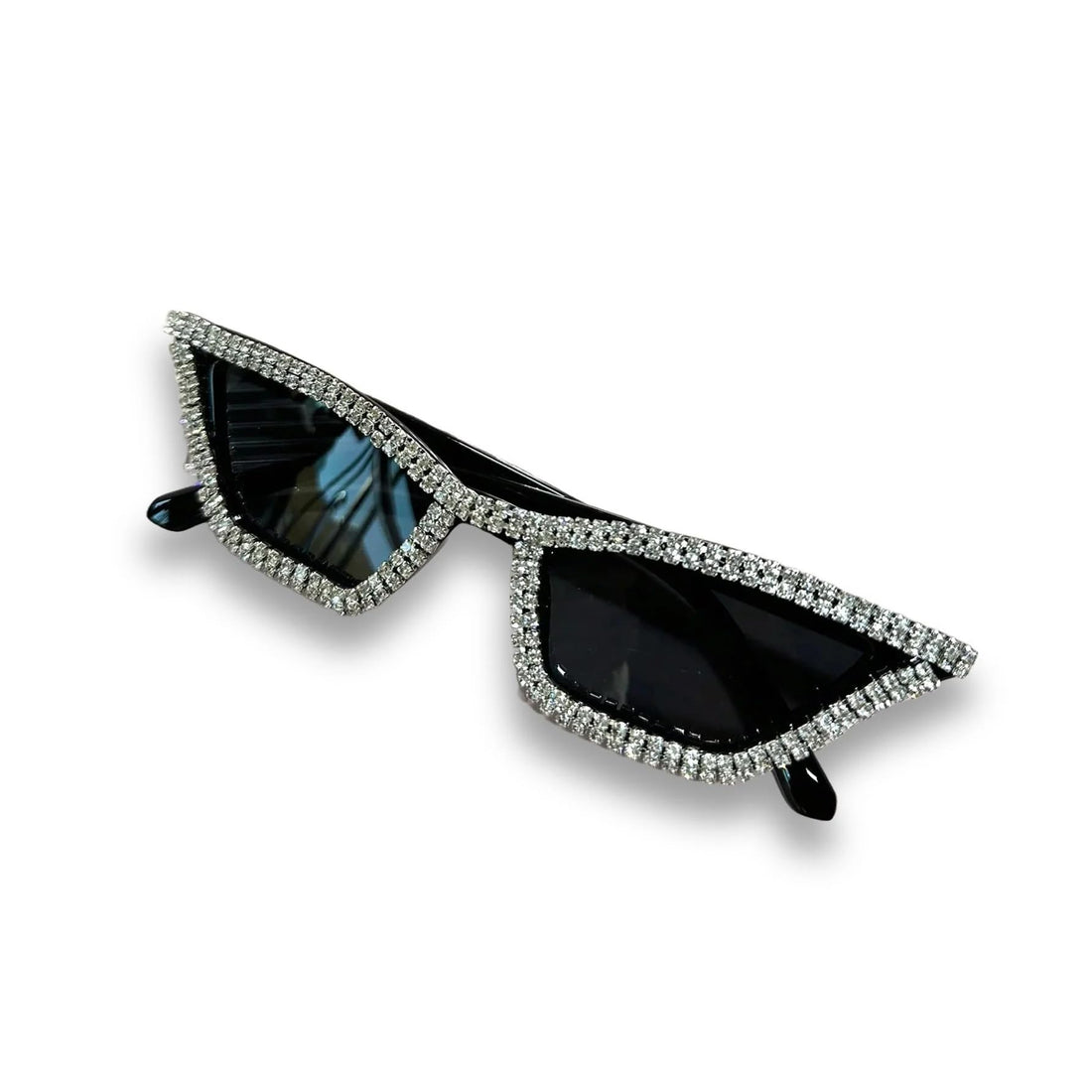 THE PACK | Crystal-Embellished Cat Eye Sunglasses, Black Frame with Rhinestones, 14.2 cm Width