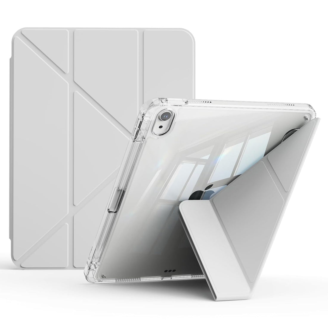 Smart Case for iPad 10th & 11th Gen A16 10.9 Inch Clear Back Cover with Pencil Holder Auto Sleep Wake Shockproof TPU Slim Lightweight Protective Transparent Case White