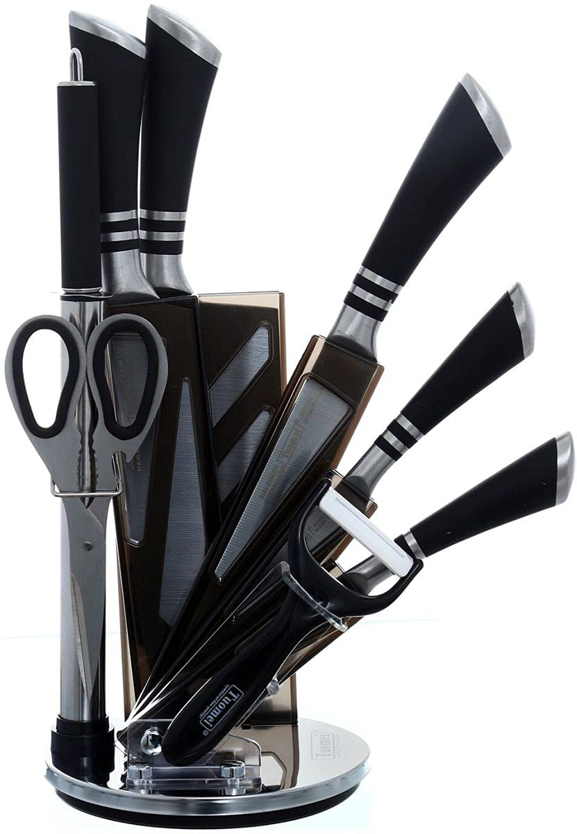 Tuomei Kitchen Knife Set of 8 - BLACK Silver - 2725328865398
