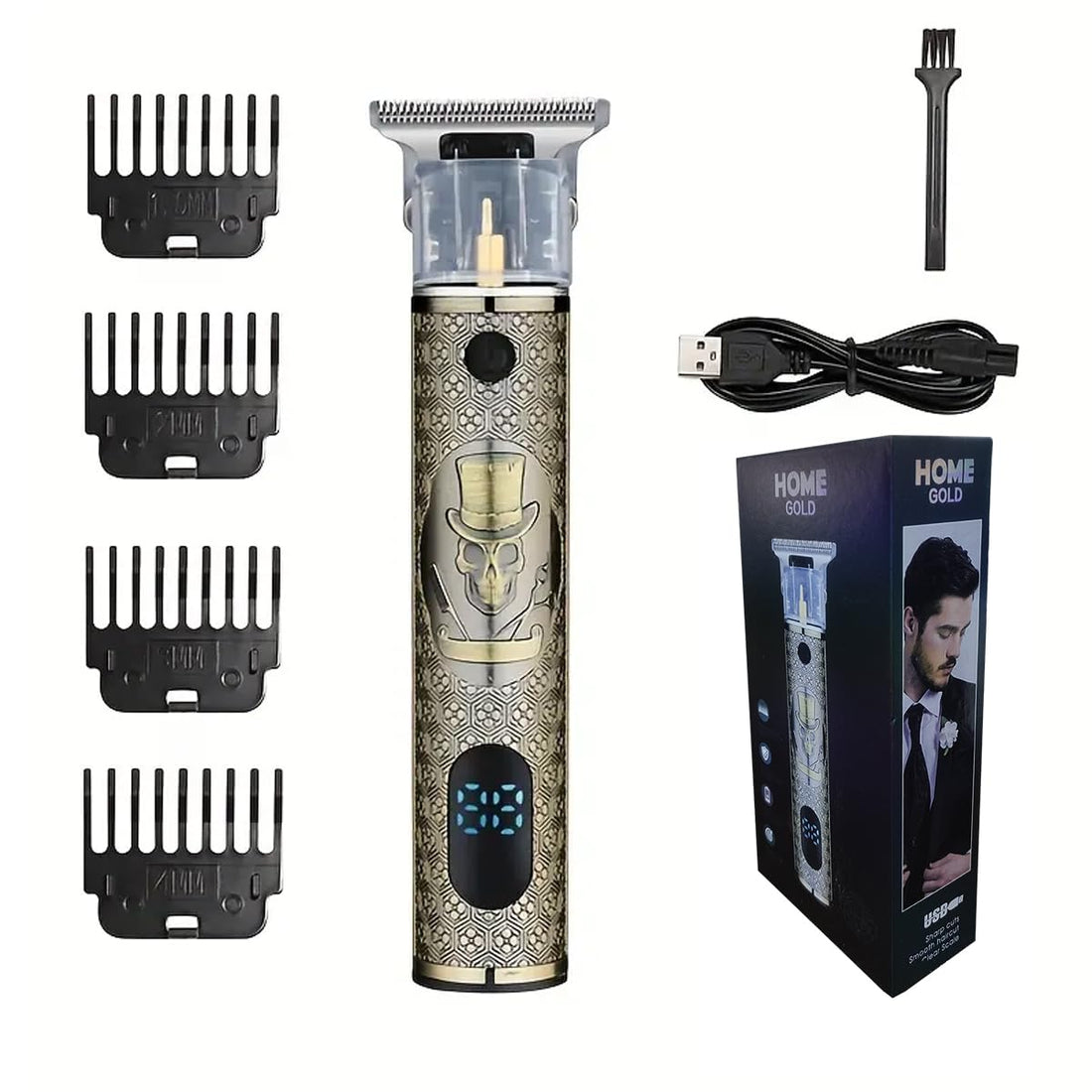 Home Gold Professional Hair Shaver Clipper Precision Cutting with Carbon Steel Blade and Extended Battery Life Hair Trimmer Hair Cutting Machine Electric Shaving Machine for Men, HG-922