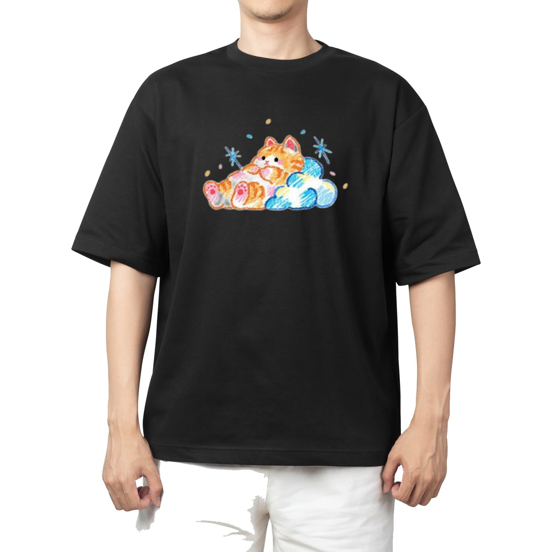 CUTE kawaii kitty cat black t-shirt oversize 117