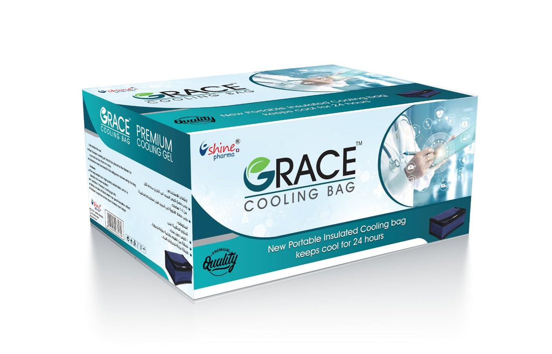 Grace Cooling Bag - Dark Blue Rectangular Cold Single-use Gel Pack Keeps Cold For 24 Hours - With 1 Premium Cooling Gel Kit