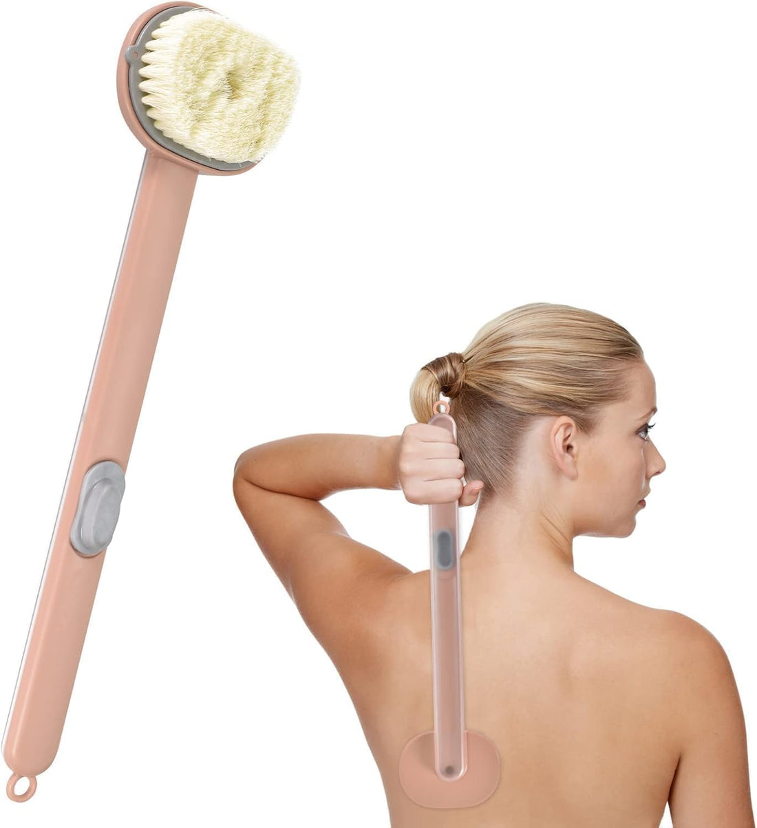 Shower Massage Brush with Soap Holder – Gentle Exfoliating Bristles for Daily Skin Care, Circulation Boost & Dead Skin Removal – Family-Friendly Bath Brush for Kids, Adults & Pet Grooming