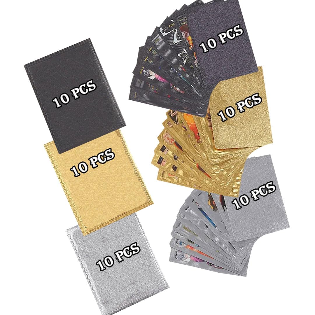 New Playing Cards | 10 Pcs (Black + Gold + Silver + Rainbow) Foil Card | Assorted Cards TCG Deck Box | V Series Cards Vmax GX Rare Golden Card and Common-Rare Mystery Card Best Gift