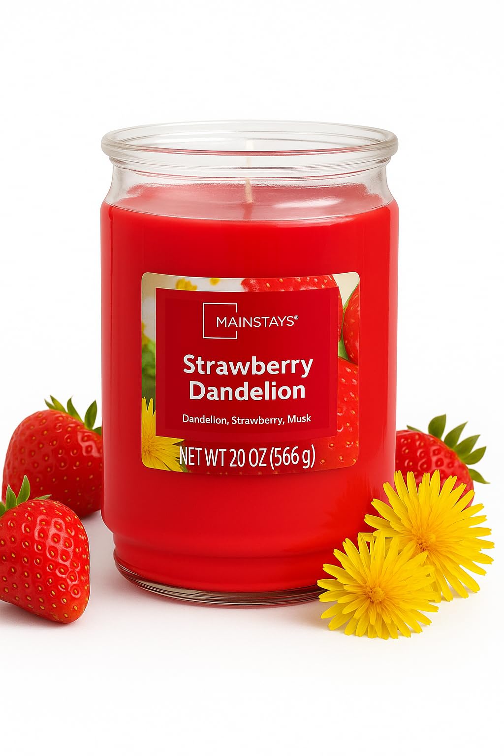 Kanawaty Scented 20 oz Candle Jar, STRAWBRY DANDELION, Up to 120 Hours of Burn Time, Single-Wick