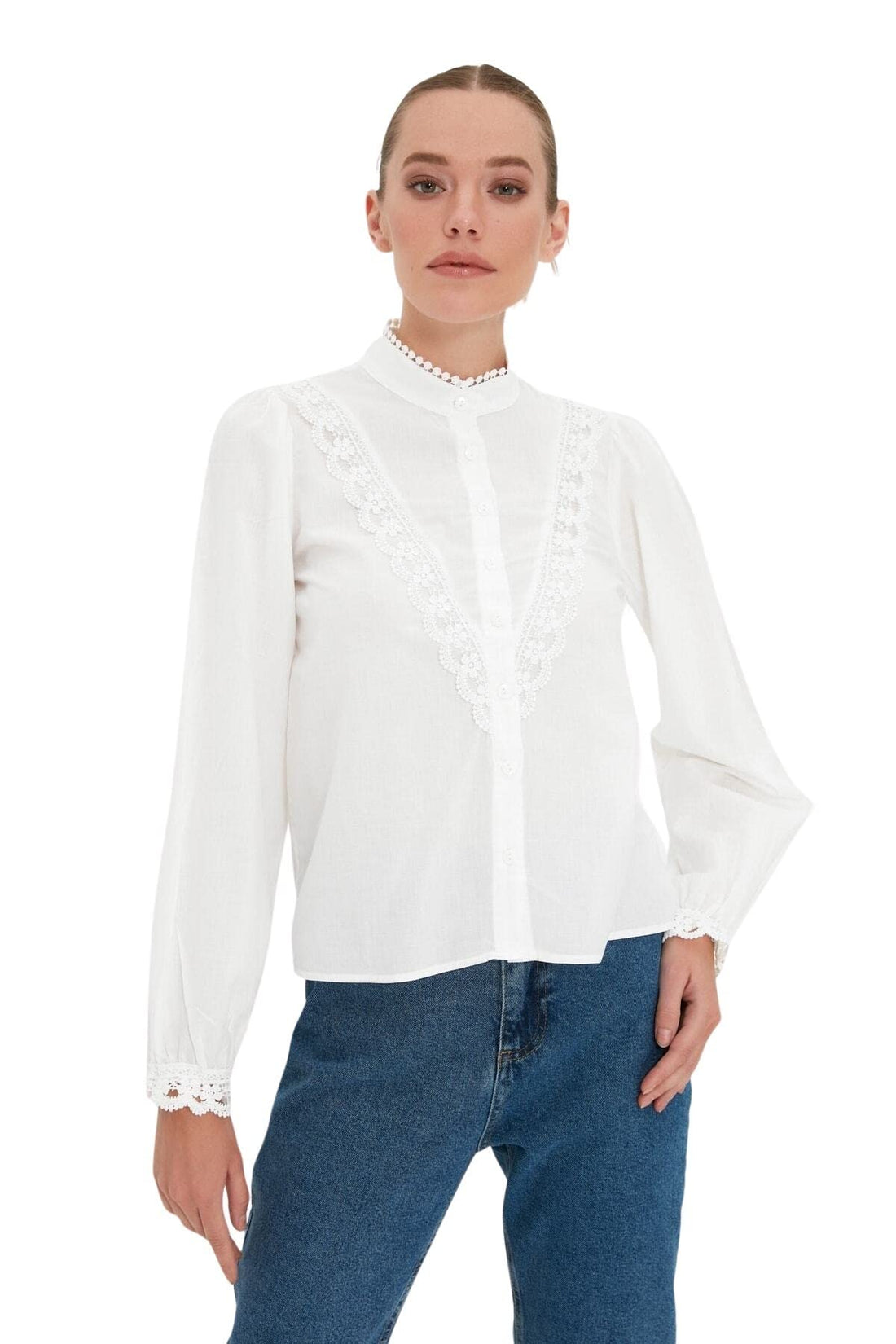 Trendyol womens Embroidered shirts Button Down Shirt