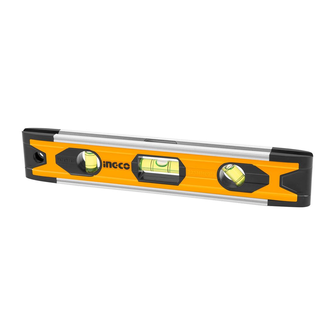 INGCO 9 Inch Magnetic Torpedo Level, Small Level Tool with Magnet Rubber 3 Vials 45°/90°/180° Measuring Shockproof HMSL01030