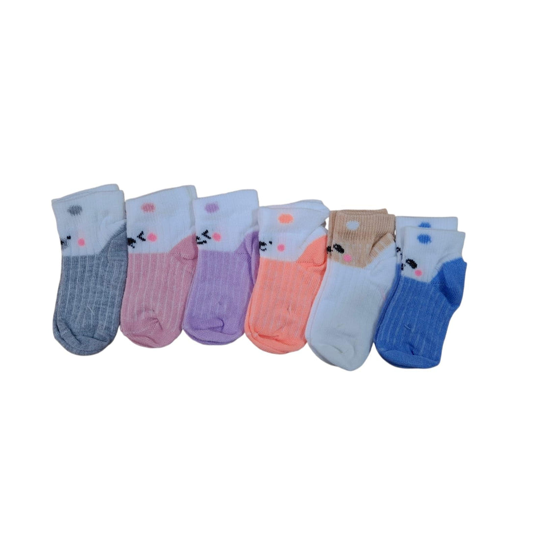 Kids Socks Set Of Socks For Kids From 0 To 2 Years Old (6 Pairs Set), White, Grey, Red, Pink, Black, Olive