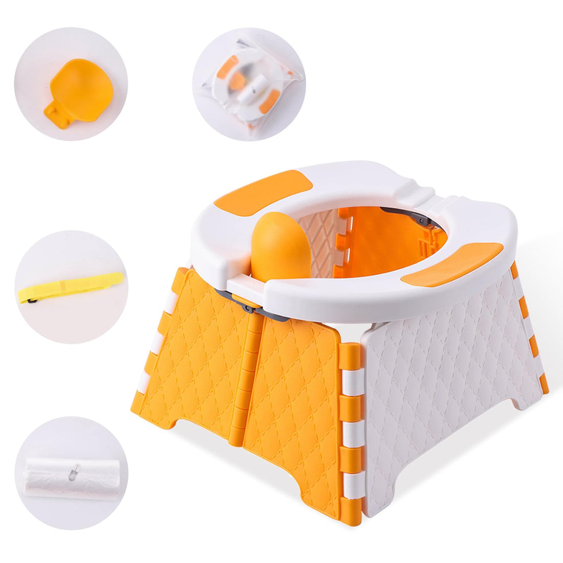 Portable Potty, Kids Travel Potty, Foldable Toilet Seat, Baby Potty Training Toilet for Outdoor and Indoor Easy to Clean (Orange) by Yszawmx