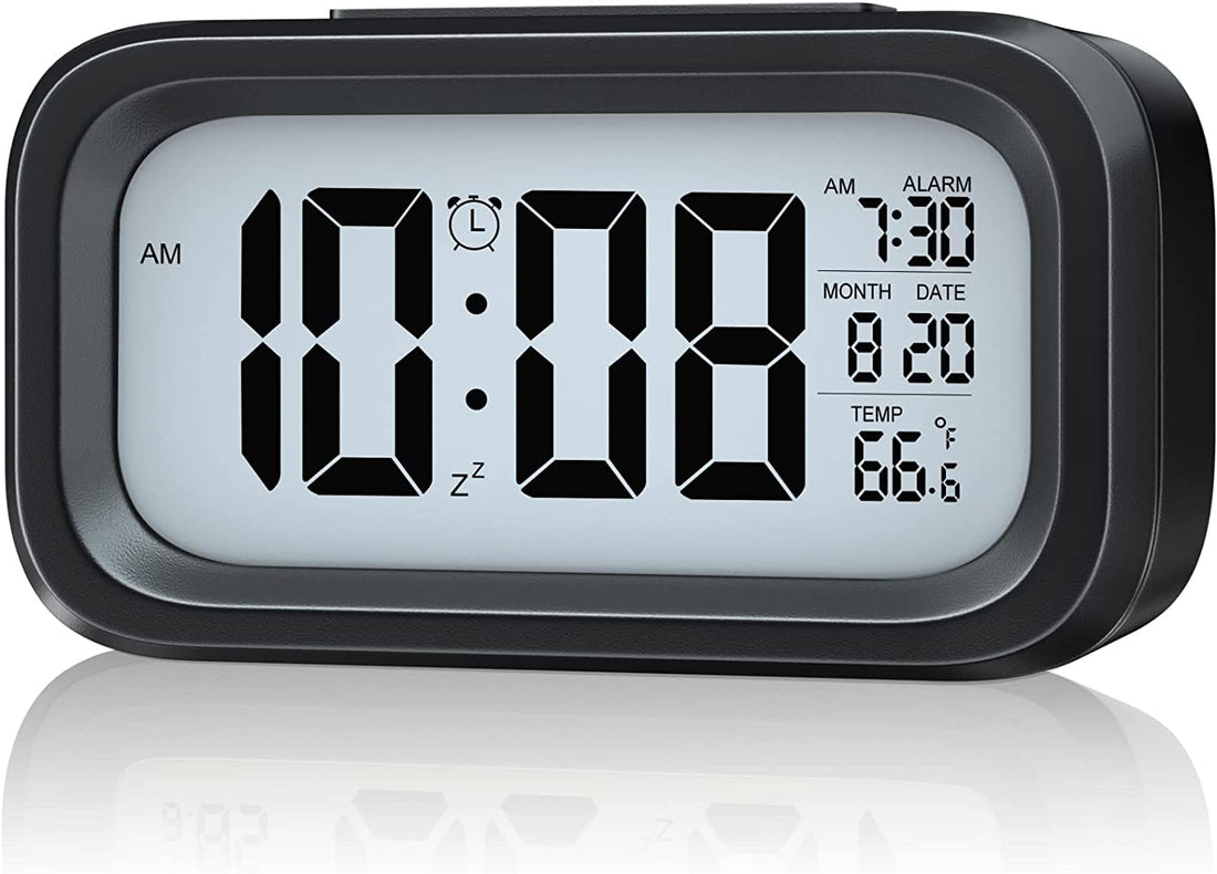 Necomi Creative Smart Nightlight Digital Alarm Clock, ® Bedside Desk Table Electronic Clock Battery Operated Mute Luminous Alarm Clock with Adjustable Light for Kids Students