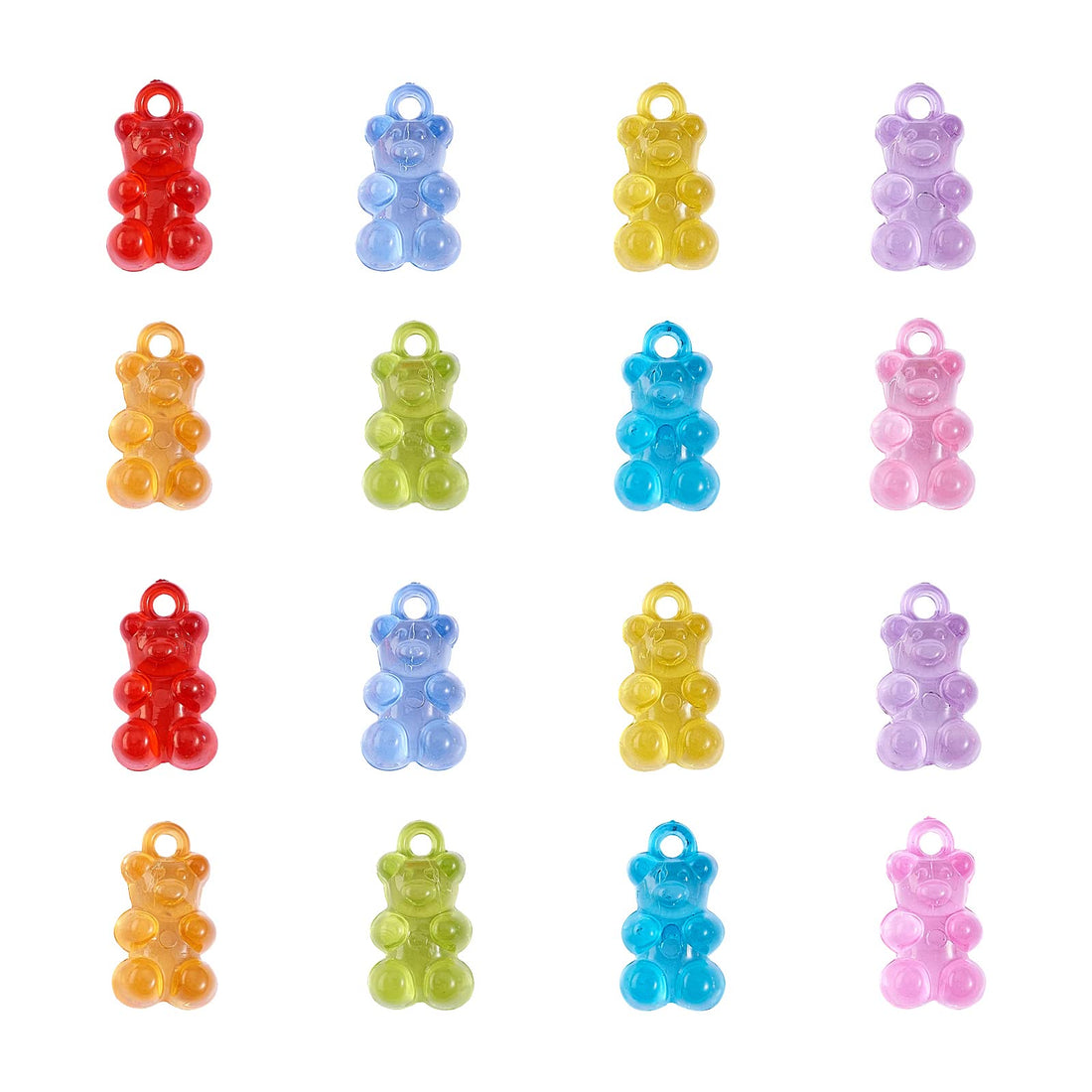 90 Pcs Colorful Gummy Bear Charms Pendants Bear Shaped Acrylic Pendants for DIY Jewelry Necklace Supplies, Acrylic