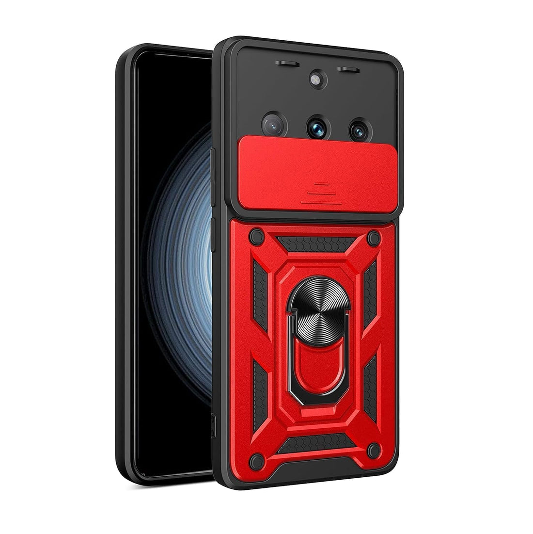 Realme 11 Pro/Realme 11 pro Plus Case Cover Anti-shock Protector Camera Protector with Metal Dubla Compatible with (Realme 11 Pro/Realme 11 pro Plus) (Red)