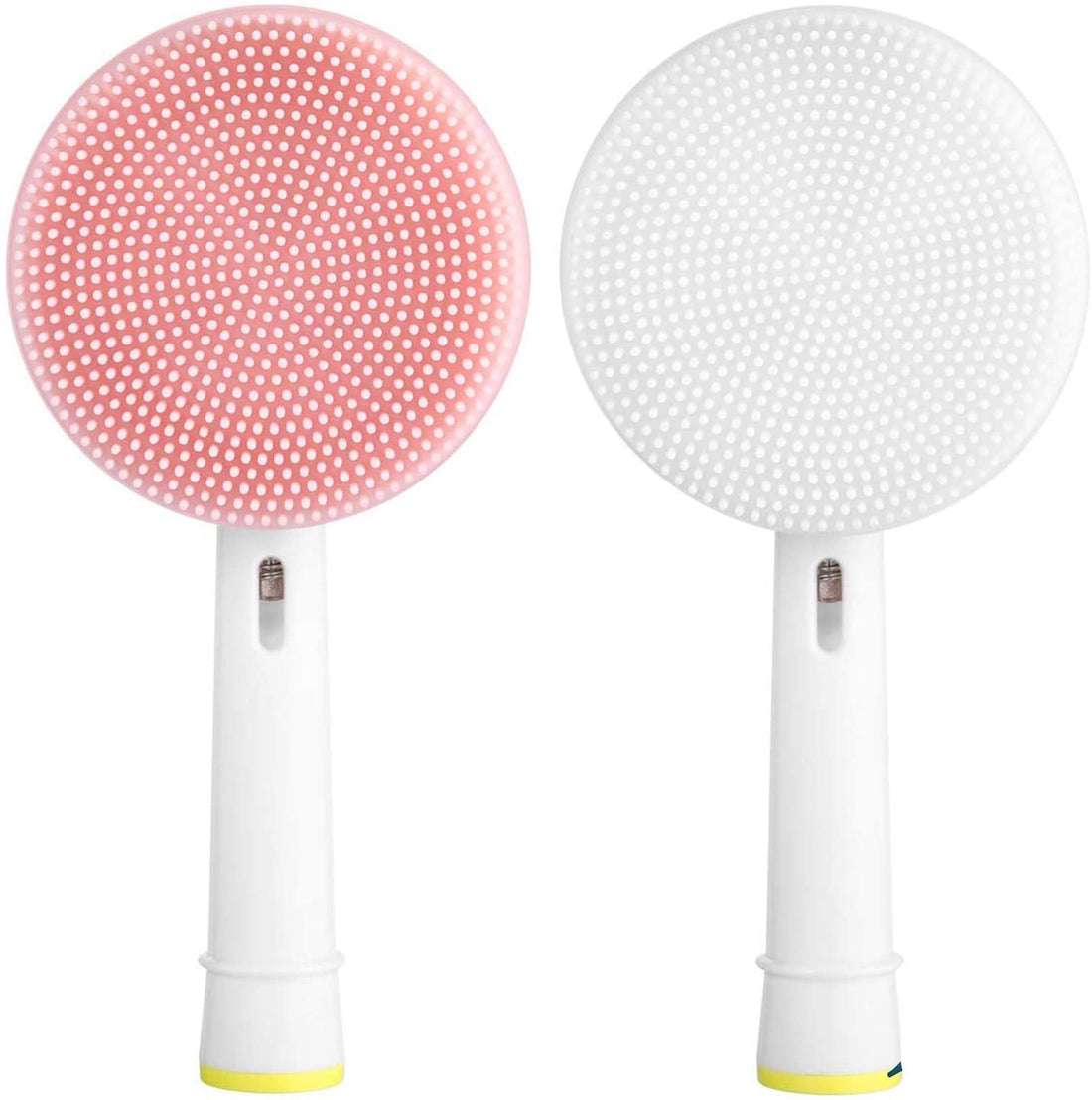 Facial Cleansing Brush Replacement Head Compatible with Oral B Bruan Electric Toothbrush Bases-2 Waterproof Silicone Face Spin Brushes for Cleansing Deep Cleaning & Massaging (White&Pink)