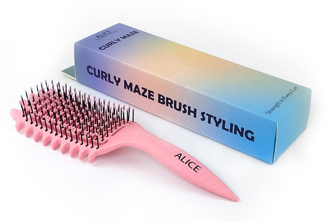 Alice - Curly Maze Brush, For Curly Hair Brush Styling, Wet & Dry Detangler Hair Brush, The Essential Tool For Shaping & Styling Your Curls, Achieve Perfectly Defined (Pink)