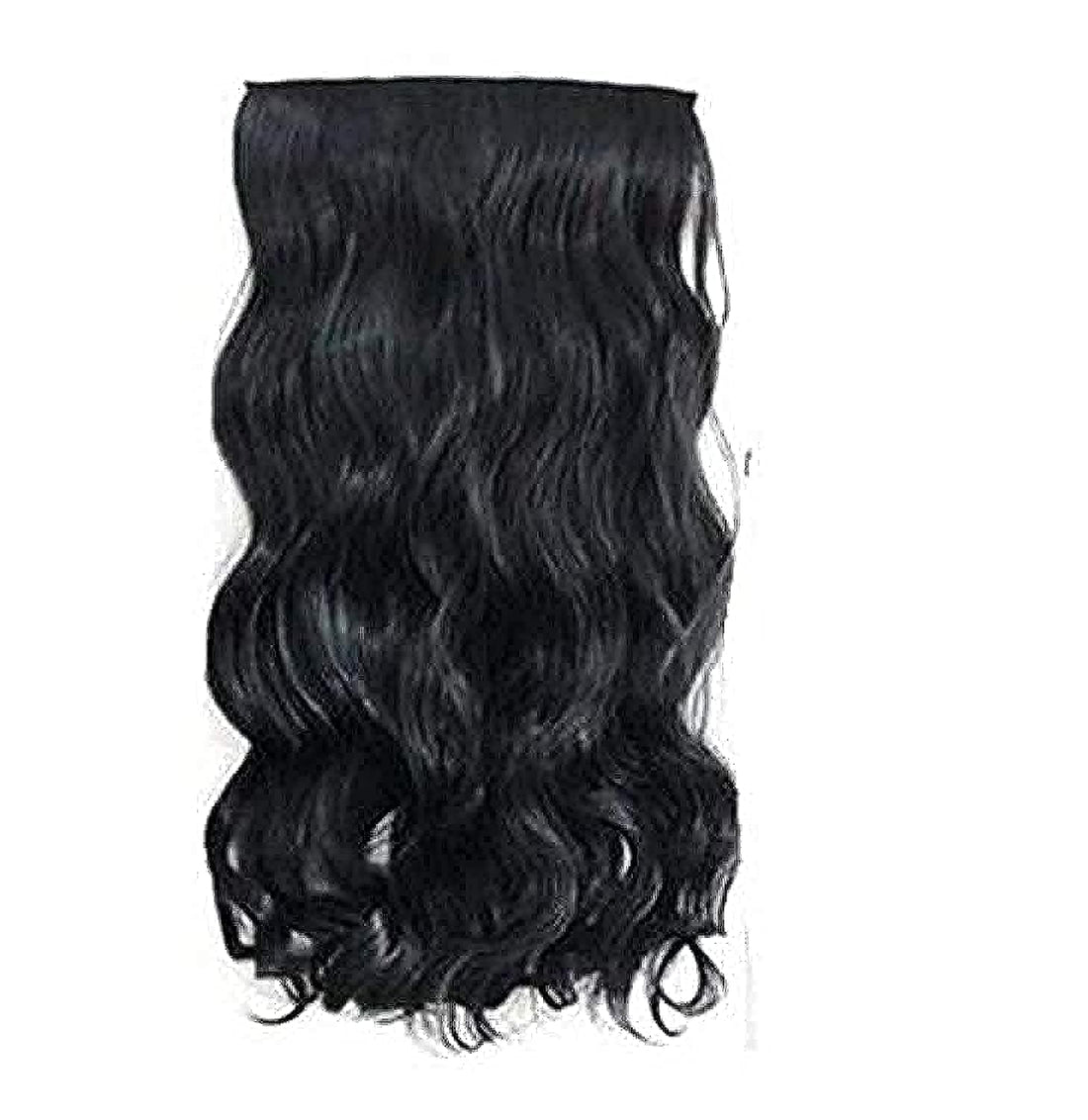 Women Black Big Wavy Synthetic Curly Hair Extension Weft With 5 clip -H136