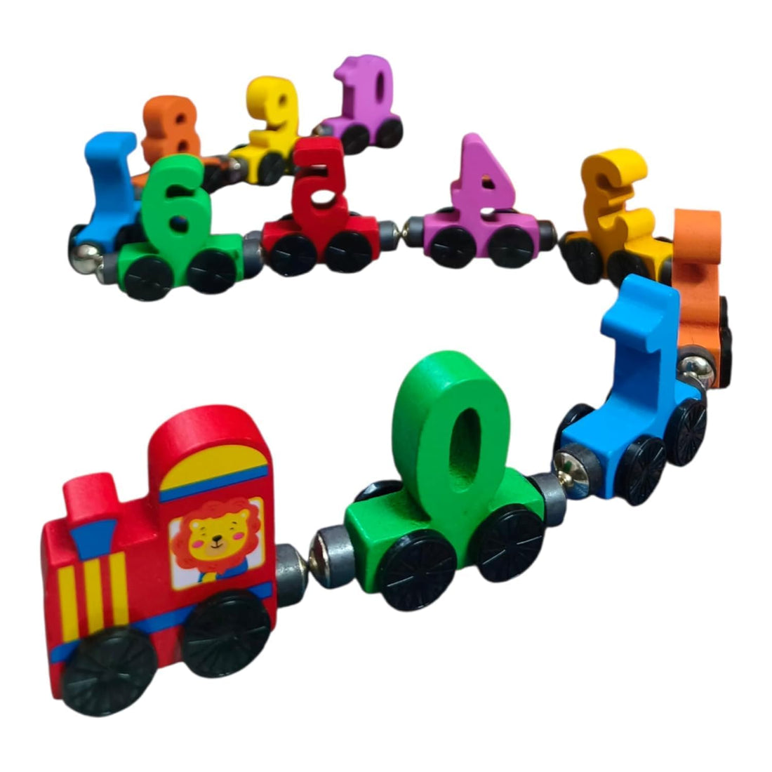 Wooden Number Train Toy (0–9) | Magnetic Train Set with Engine | Colourful Puzzle Toy for Kids.