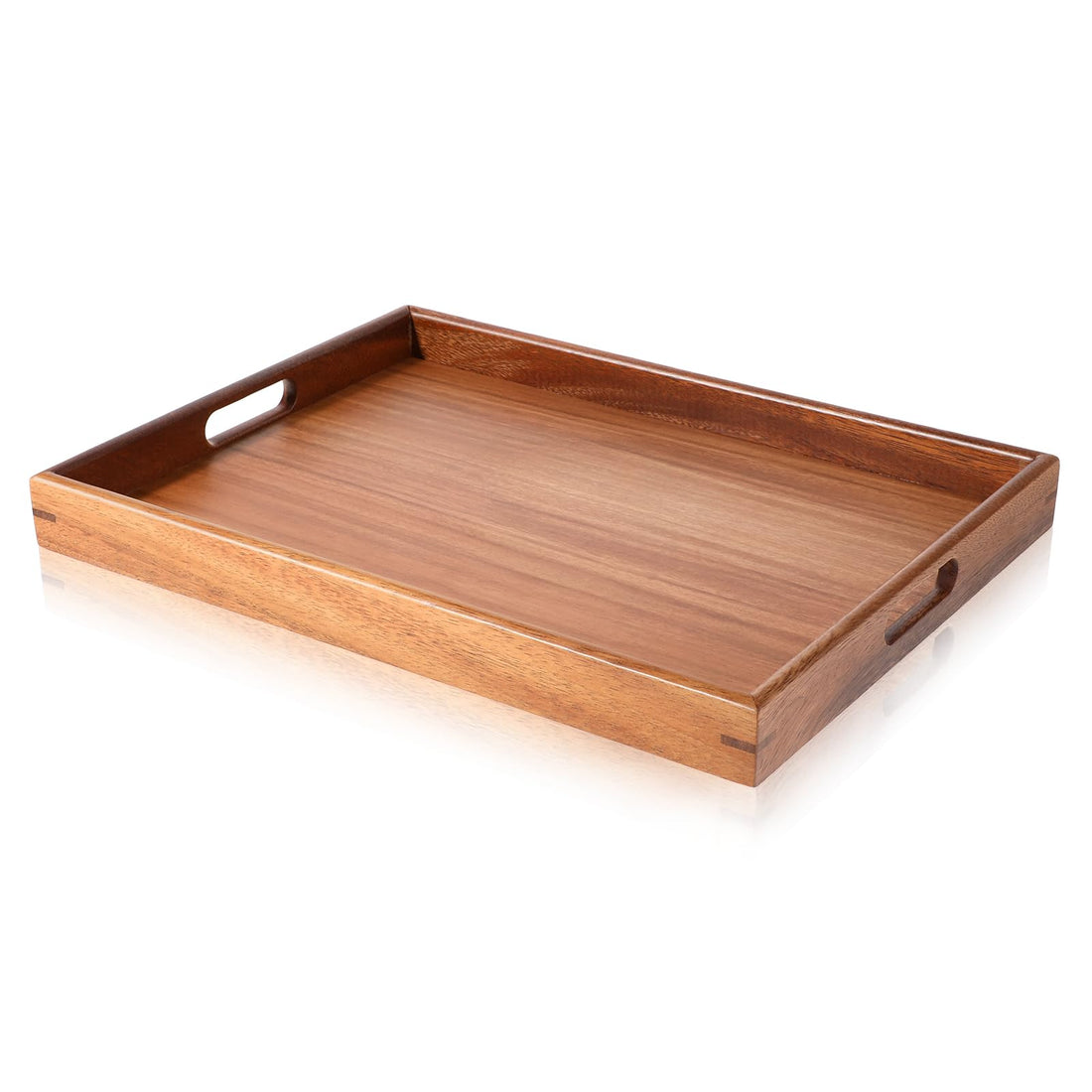 Walnut Wood Serving Tray with Handles 15.7 Inch Decorative Food Serving Trays Platter Wooden Tray for Ottoman, Coffee Table, Bed, Couch, Kitchen Counter, Breakfast, Lunch, Dinner, Charcuterie