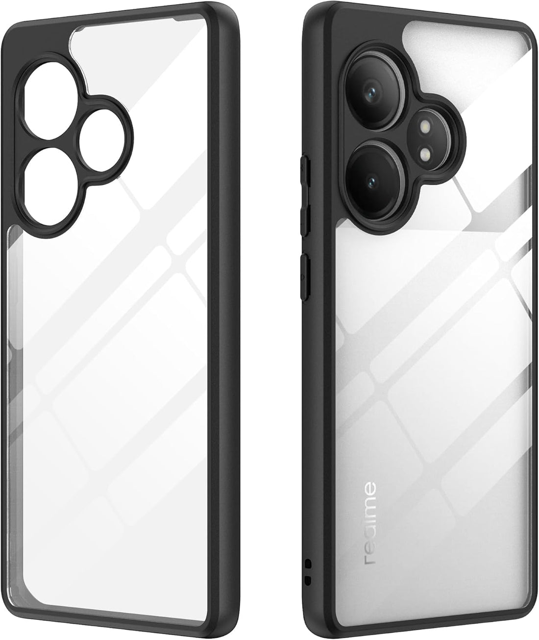Hard Crystal Q Series Black Frame Luxury Case For Realme GT 6 / GT 6T / GT Neo 6