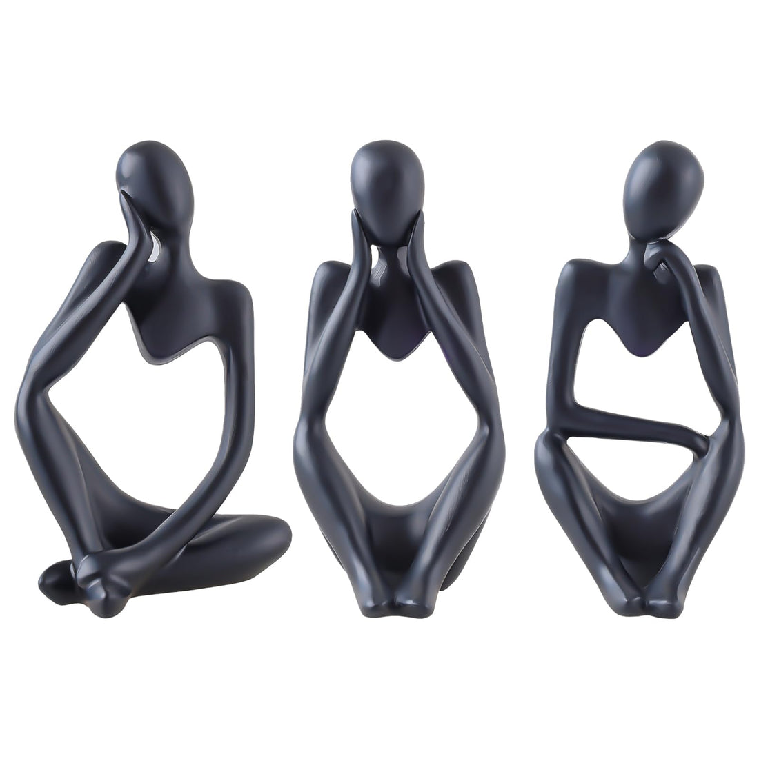 3PCS Thinker Statue Set Abstract Art Sculpture Decorations Black Resin Thinker Statues Collectible Figurines for Table Home Office Living Room Modern Decor Great Gifts