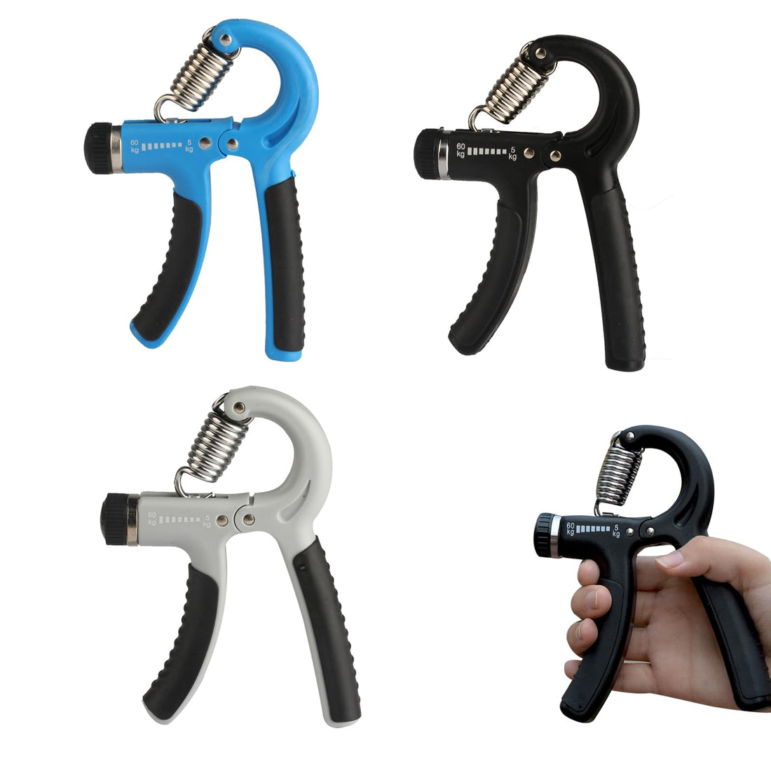 3 Pcs Hand Grip Strengthener, Grip Strengthener, Forearm Strengthener, Adjustable Resistance 11-132Lbs (5-60kg), Perfect for Musicians Athletes