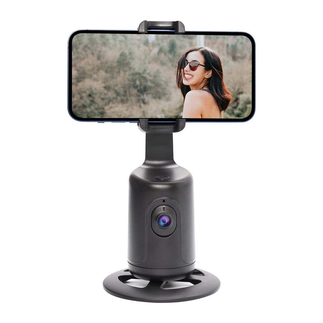 Kulee Auto Face Tracking Tripod, 360° Rotation Tracking Phone Holder, No App Required, Rechargeable Battery, Smart Selfie Stick, AI Smart Phone Holder for Streaming Video Live Vlog Chat (Black)
