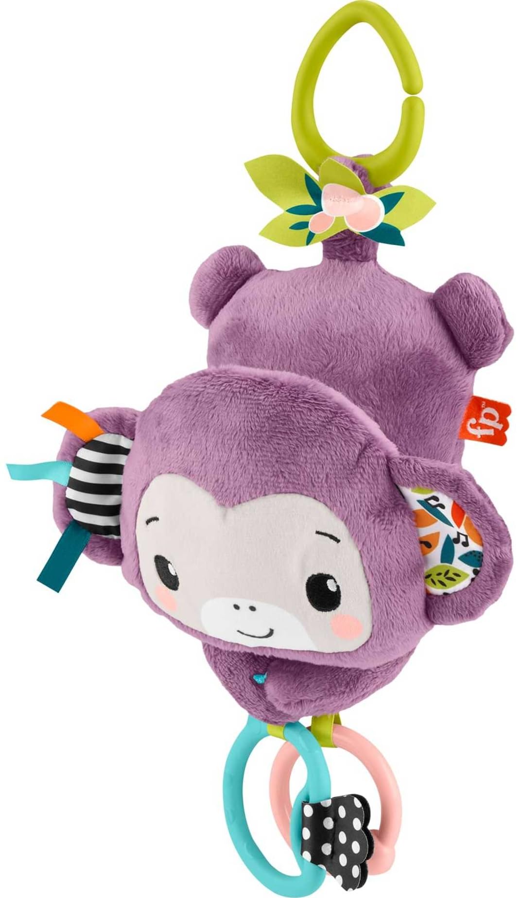 Mattel Fisher-Price Sing & Go Purple Monkey Plush Baby Stroller Sensory Toy For Newborns