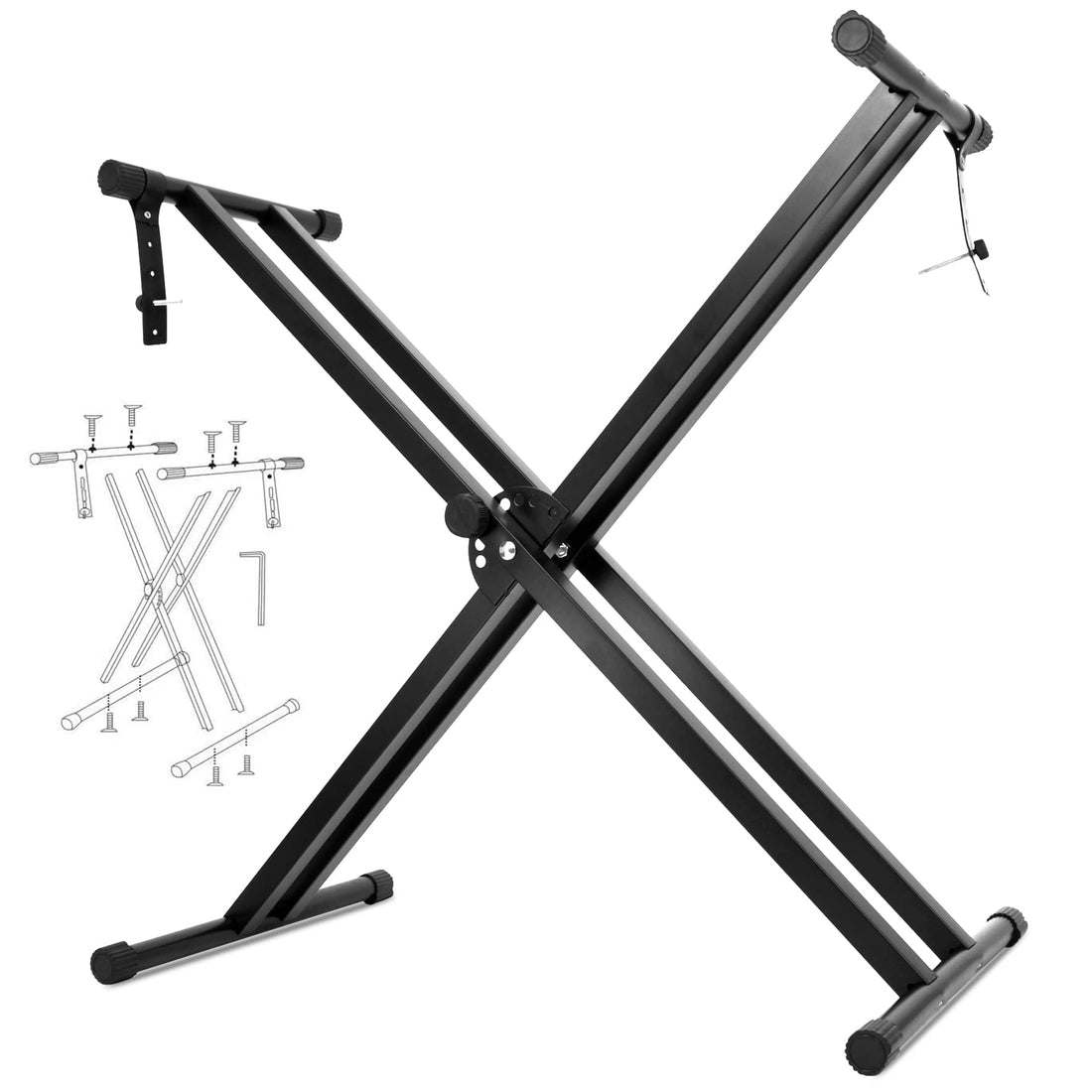 Piano Keyboard Stand Double-X Piano Holder Adjustable Width Height Synths Stand Heavy Duty Electric Music Stand with Locking Strap Double Braced Digital Piano Stand for 54 61 76 88 Keys Studio Home