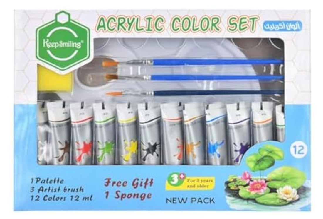 Acrylic paint set 12 colors bm-7012a s-411 hs-98