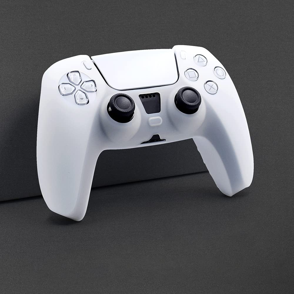 Controller Skin for Playstation 5 DualSense Wireless Controller, PS5 Accessories, Ergonomic Soft Ultra-Thin Silicone Protective Cover Gamepad Case White