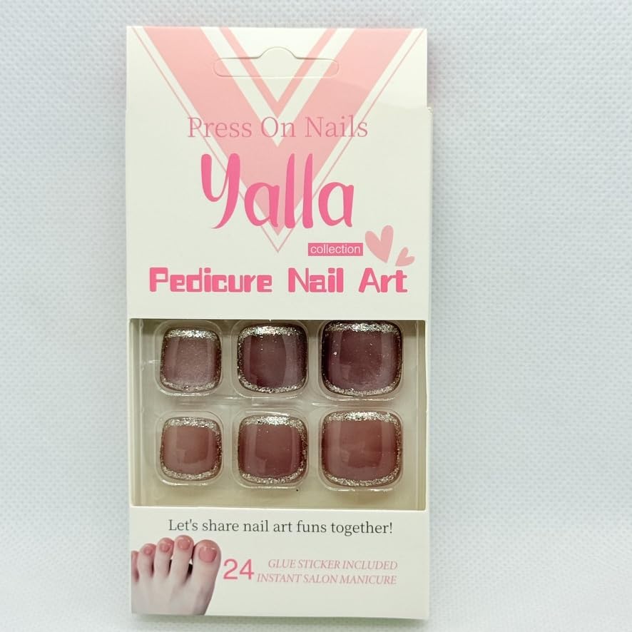Cat Eye Effect and Nail Art - 6 Dazzling Colors - Toes Press on nails (Light Brown & Gold)