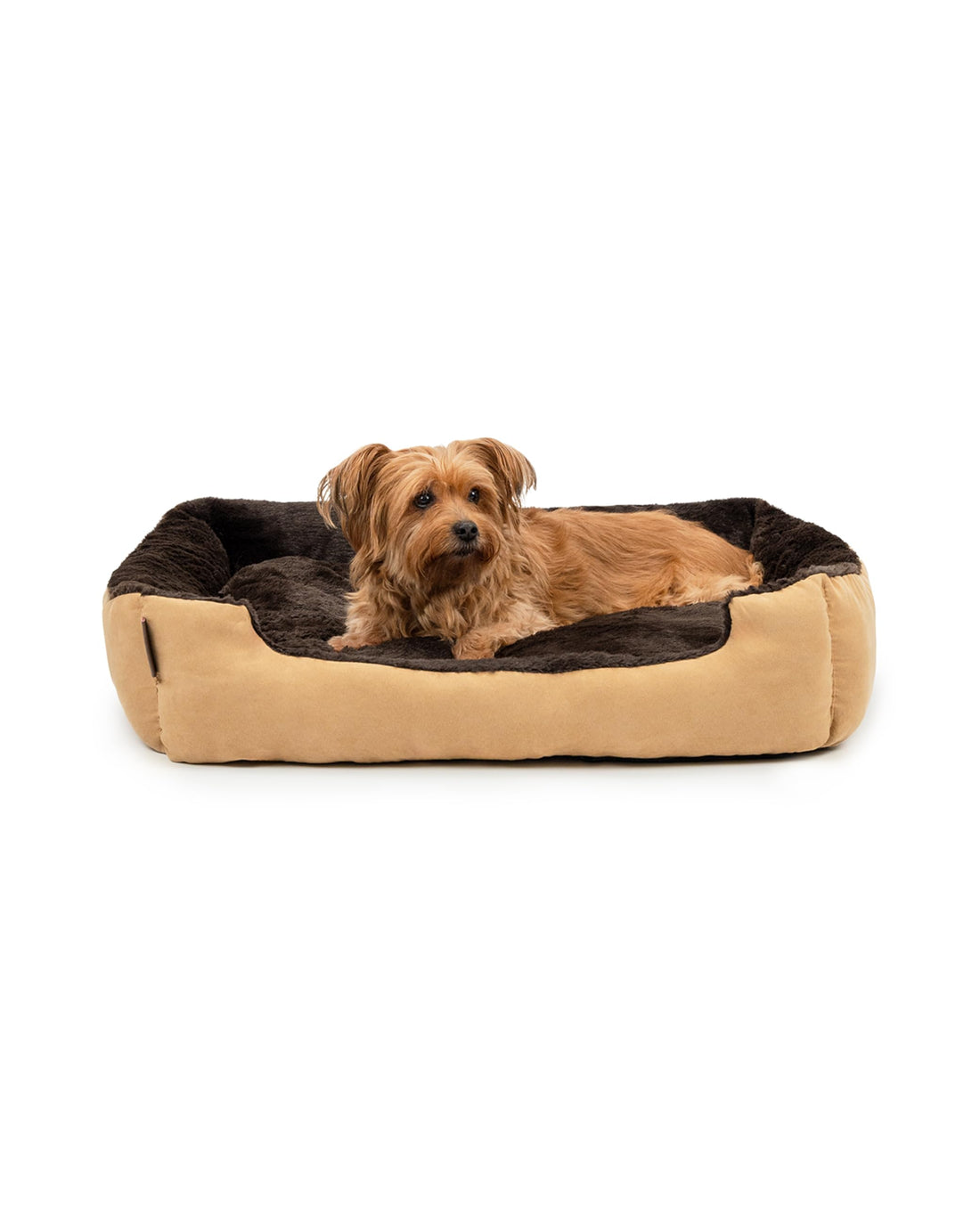 dibea Lionto Dog Bed with Reversible Cushion, (L) 75 x 60 cm, Brown/Beige