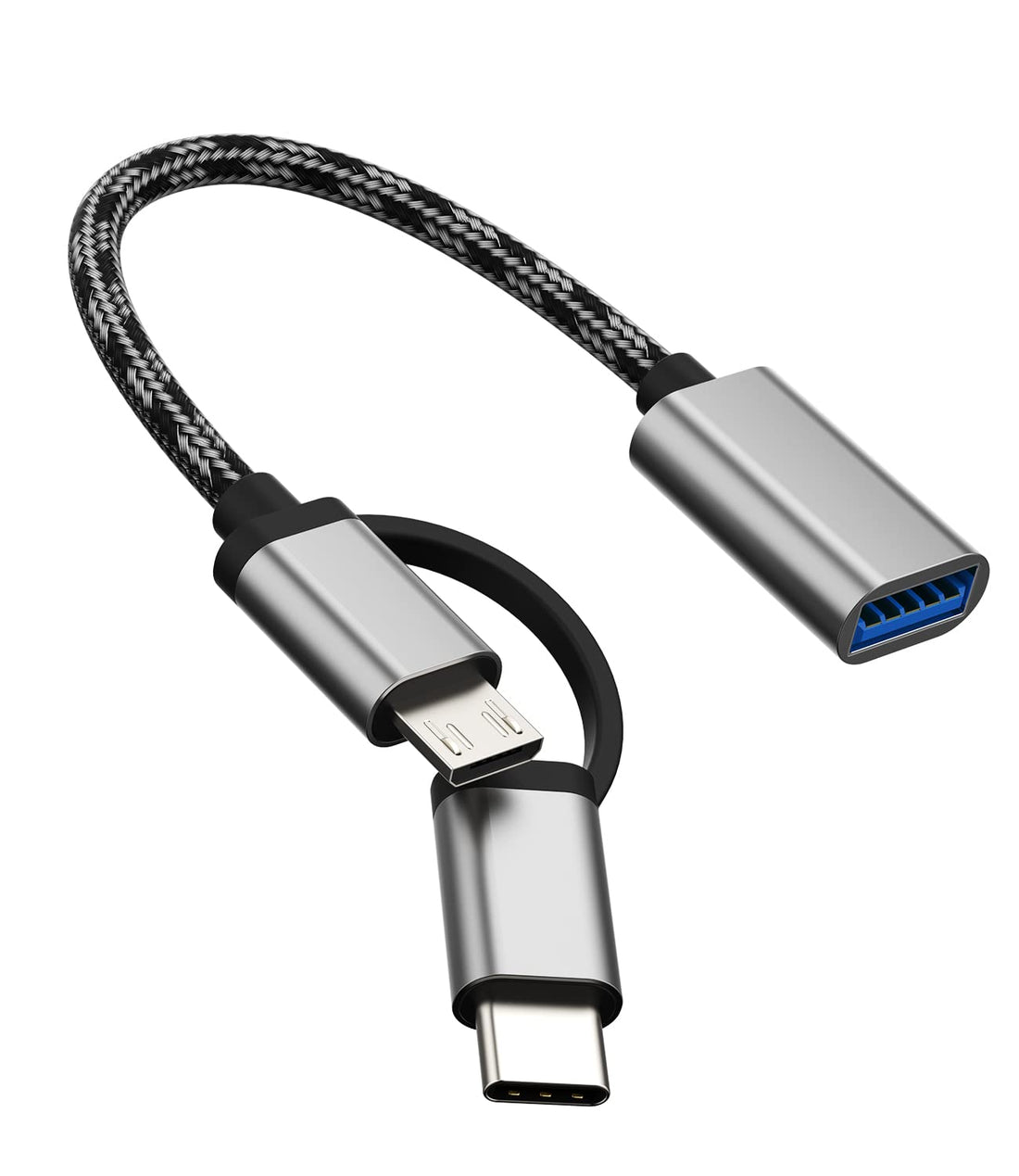 USB Female to Micro USB+USB-C Male Adapter(2in1)3.0 OTG Cable Apple IPhone15 Pro Max Ipad Android Thunderbolt Converter compatible for Samsung LG Macbook Mouse Camera Card Reader Keyboard Flash Drive