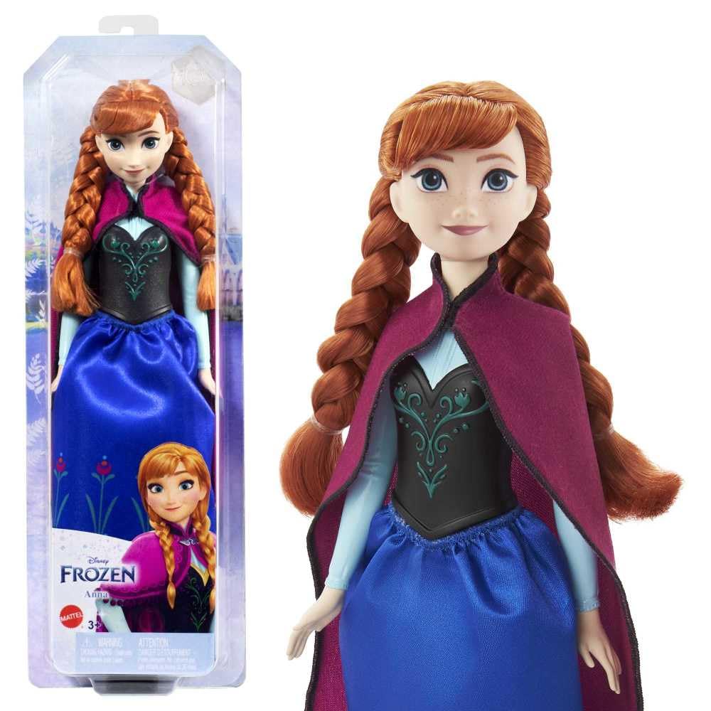 Mattel Disney Prinses Poppen, nieuw in 2023, beweegbare Anna modepop met beroemde outfit en accessoires, speelgoed dat is geïnspireerd op Disney's Frozen HLW49