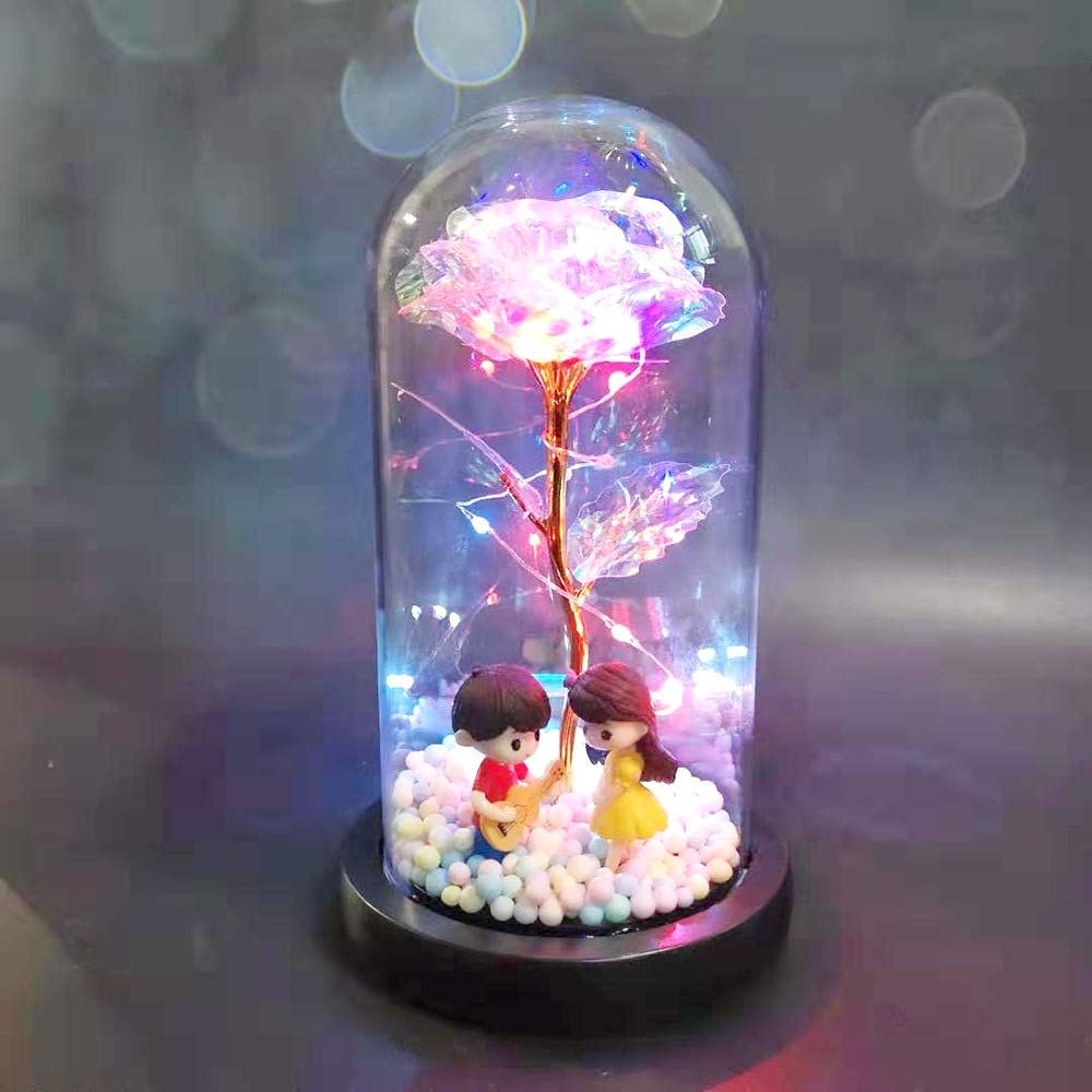 LY EMMET Beauty and The Beast Rose Kit Artificial Colorful Gold Roses Flower Gifts for Valentine's Day Thanksgiving Mother's Day Girl's Birthday
