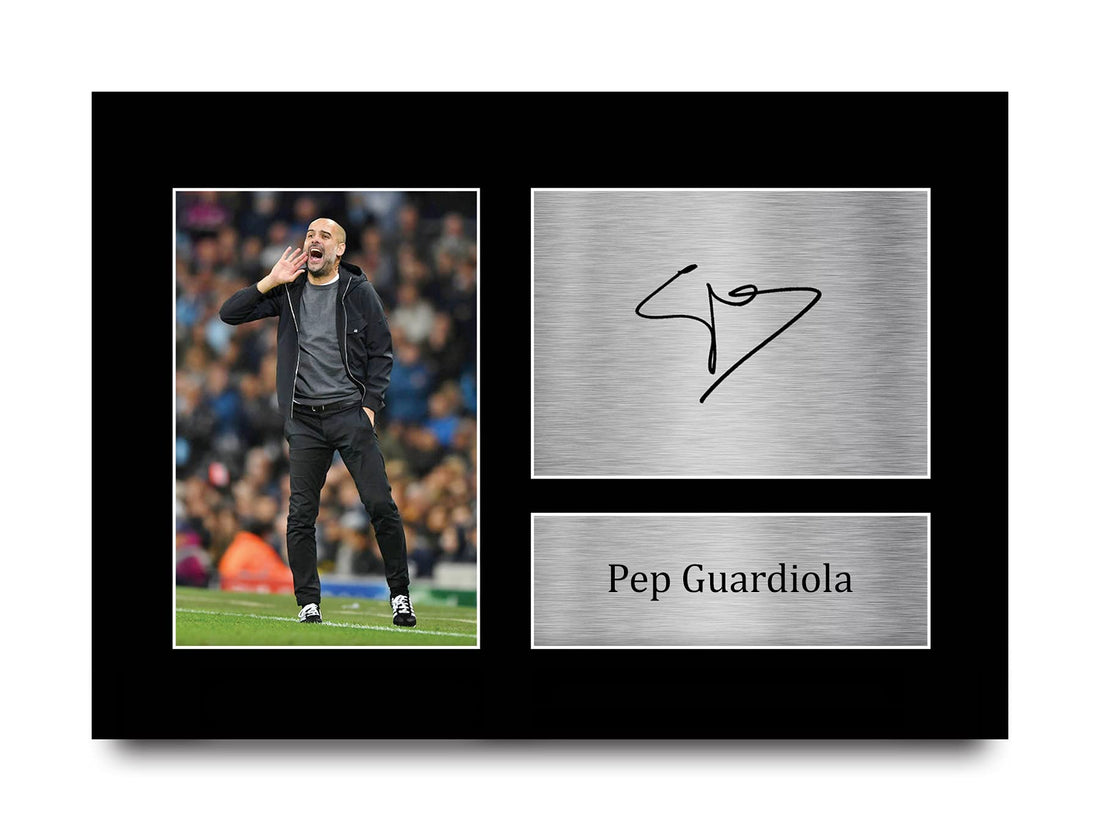HWC Trading Pep Guardiola Gift Signed A4 Printed Autograph Manchester City Gifts Photo Display