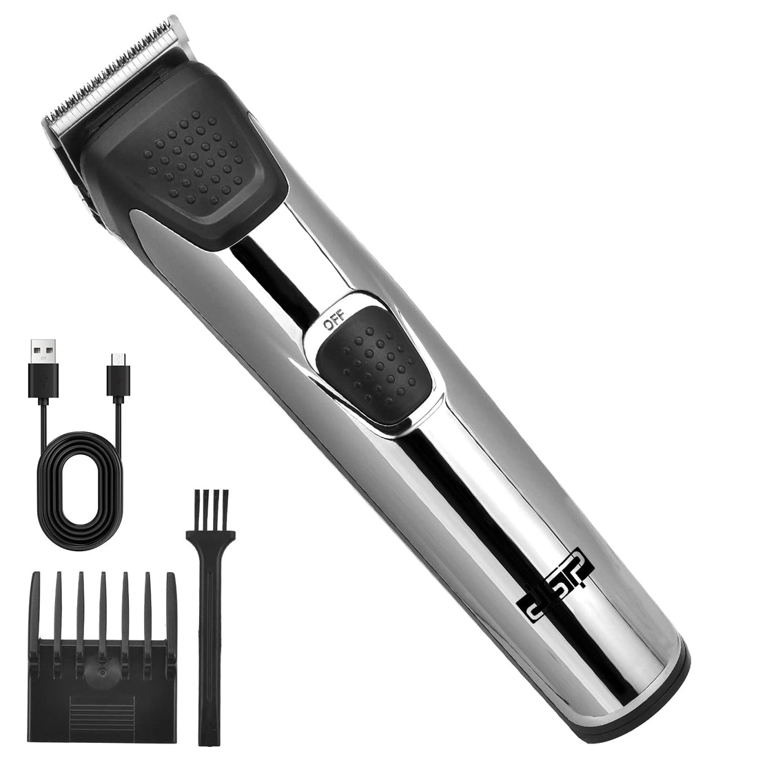 DSP Rechargeable Hair Clippers for Men Electric Beard Trimmers Cordless Waterproof Hair Cutting Kit with 1/8''-1/4''Adjustable Comb (Silver)
