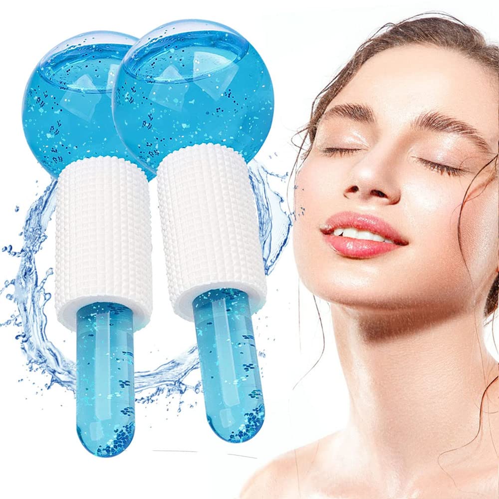 2PCS Ice Roller Globes Facial Roller Cold Skin Massagers Crystal Glass Ball for Redness Soothing Fac