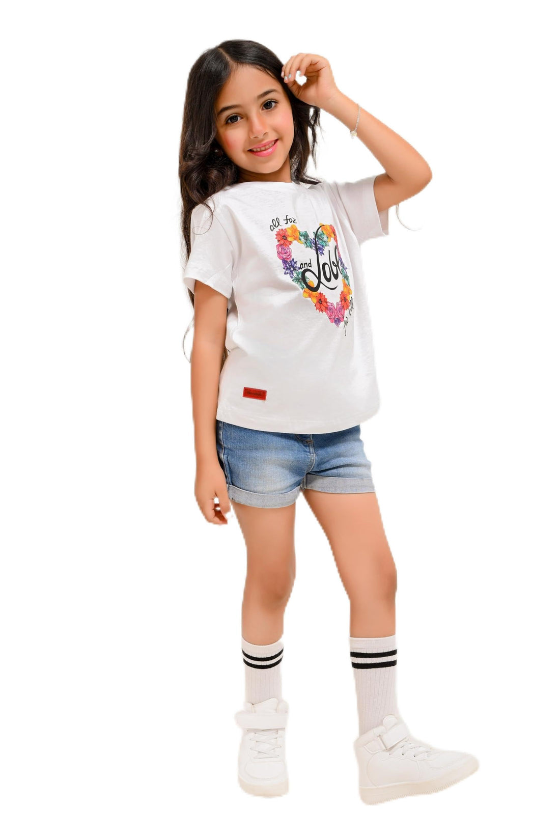 Girls Floral Love Graphic T-Shirt, Short Sleeve, Available in White, Pink, Black