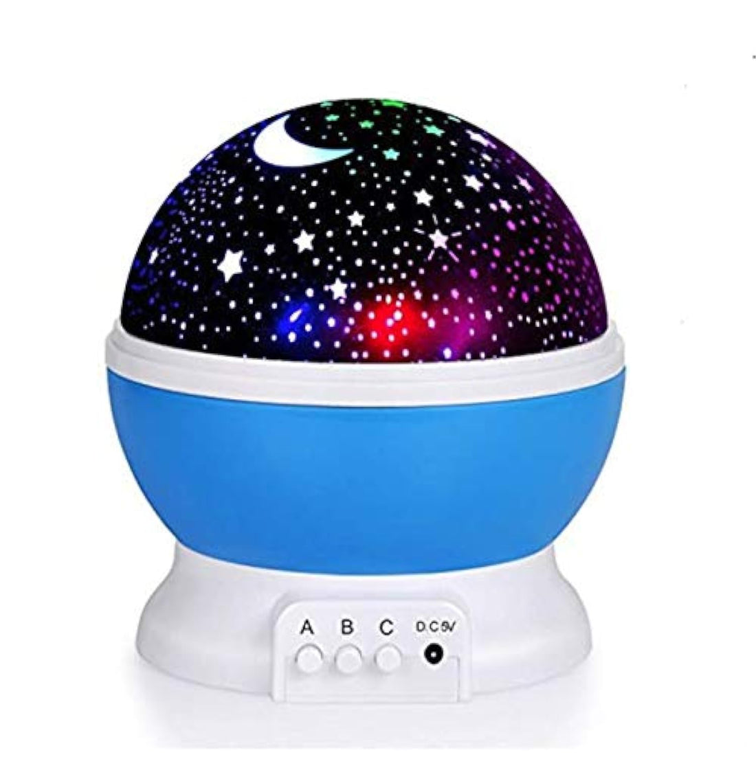 Baby Night Light Moon Star Projector 360 Degree Rotation - 4 LED Bulbs 9 Light Color Changing With USB Cable, Unique Gifts