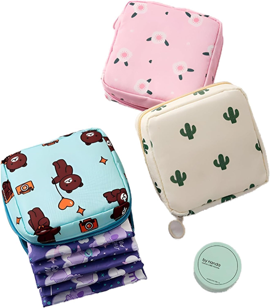 Mini Travel Pouch Set 2 Pack – Multipurpose Waterproof Bags for Women | Discreet Sanitary Pad Case, Cosmetic Organizer, Small Makeup Pouch, Pencil Bag, Purse Insert