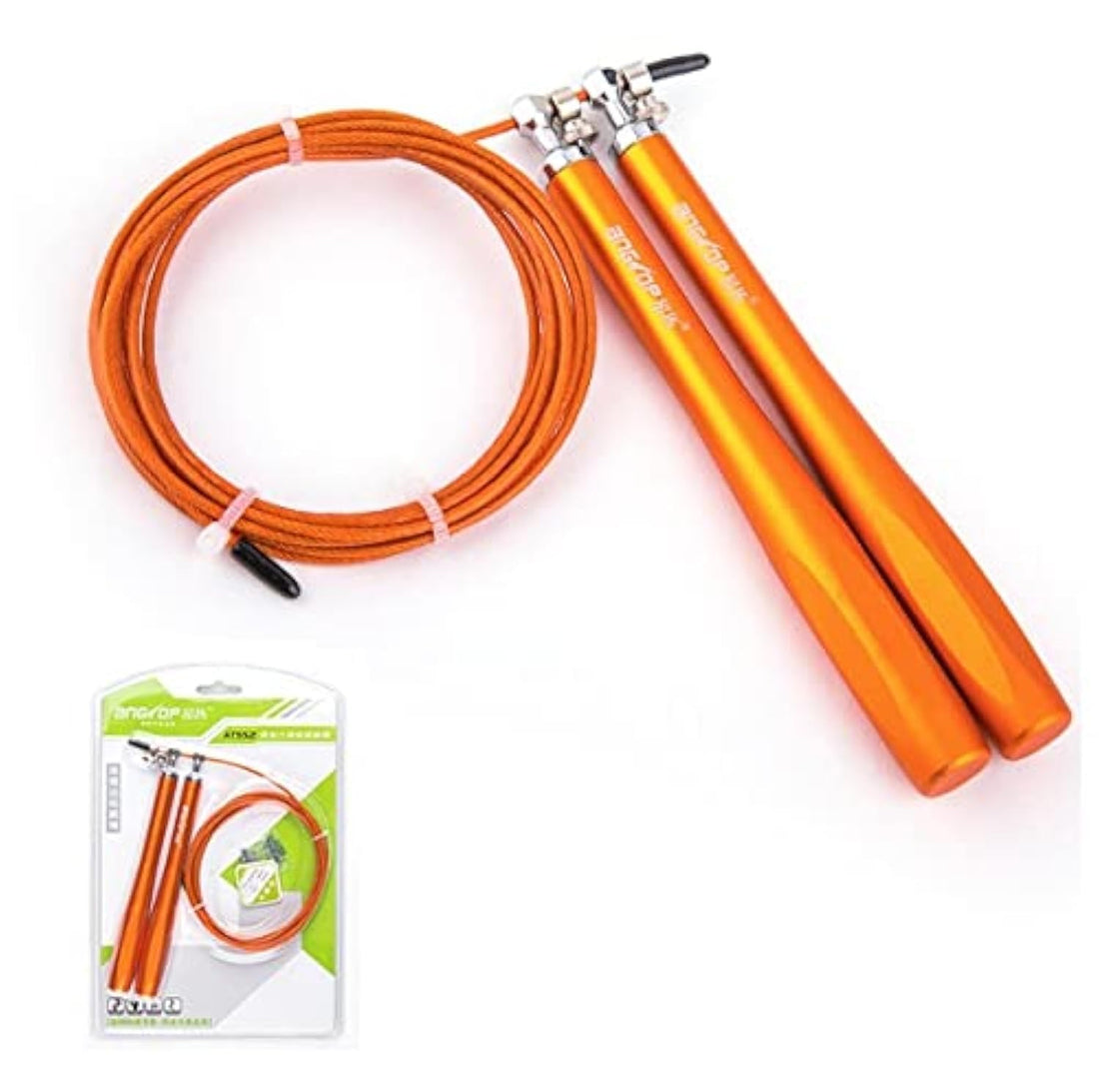 AT552 Adjustable Steel Wire Jump Rope Aluminium Handles - Orange