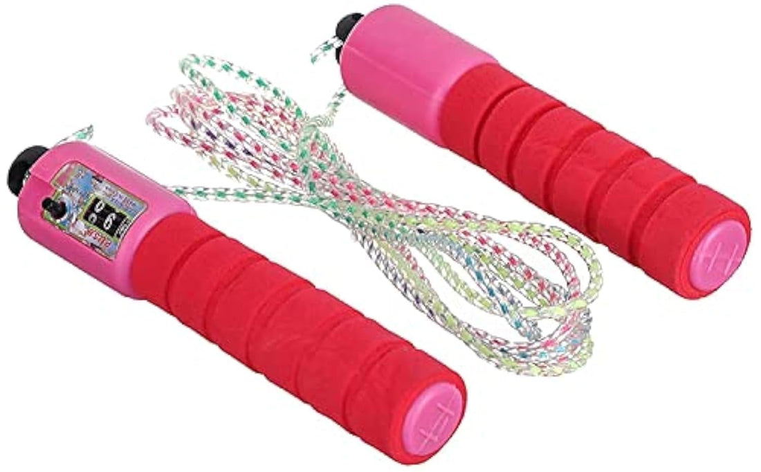 Jump rope with sponge handle and counter - pink red