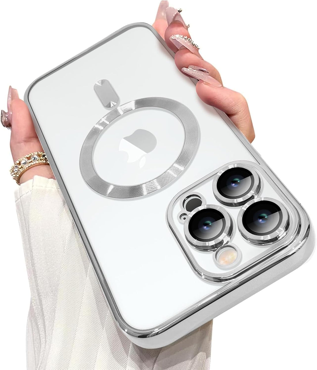 Grabist Case for iPhone 16 Pro Max 6.9-Inch, Camera Lens Full Protection, Compatible with Wireless Charging, Shockproof Soft TPU Phone Cover (Silver, Iphone 16 Pro Max)