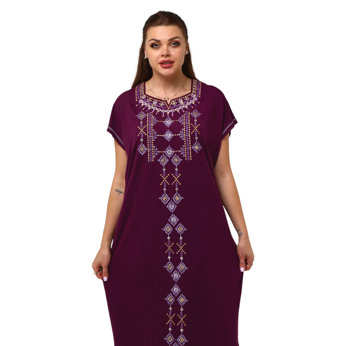 ZECOTEX Nightgown for Women Home Wear Abaya | Long Embroidered Abaya Nightgowns | Summer Night Outfit for long Abaya Nightgown | Glamourous Long Nightgowns of Soft Cotton Fabric