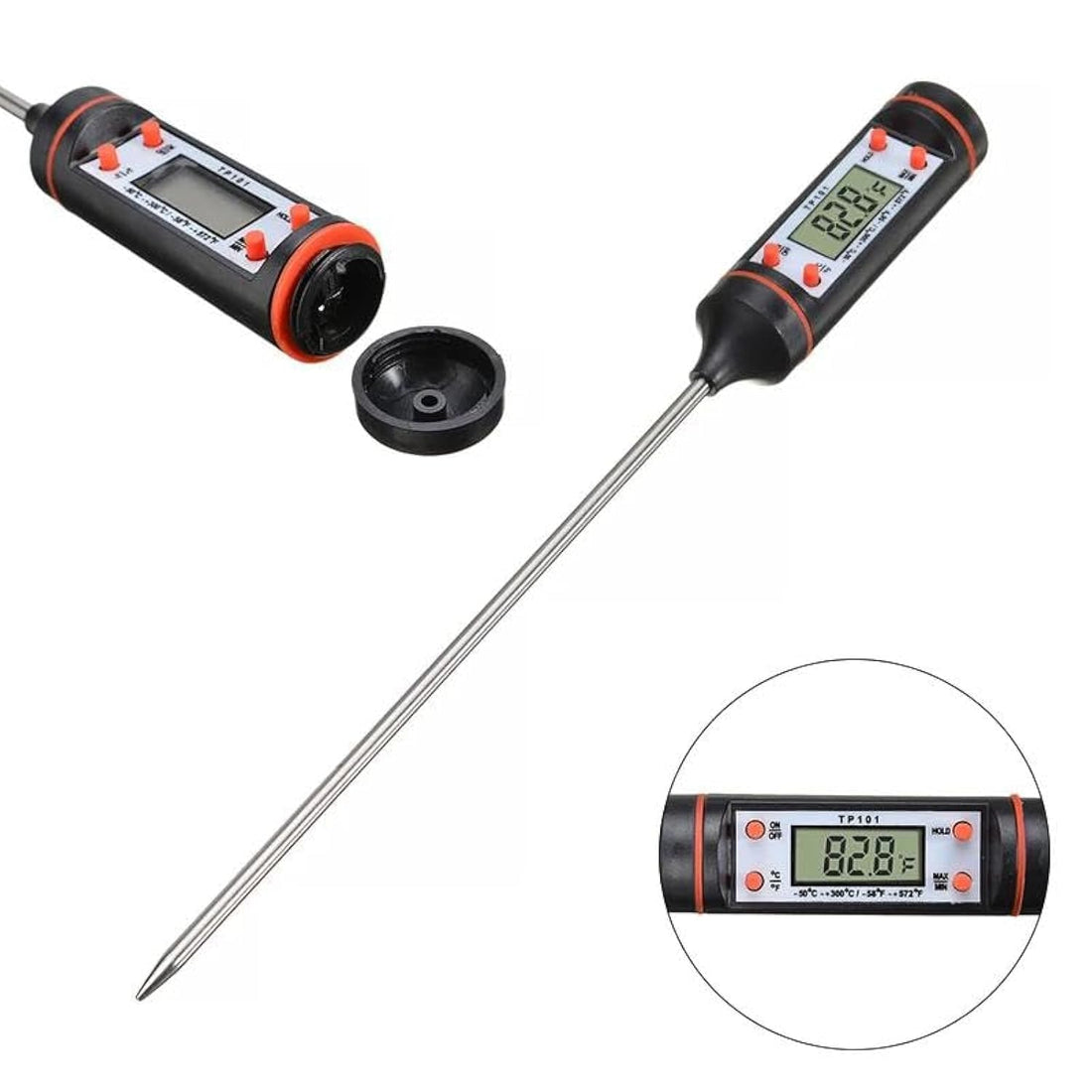 Digital Kitchen Thermometer Accurate Monitoring of Food Liquid Grilled Meat Temperatures, Now at Al-Israa (Black)